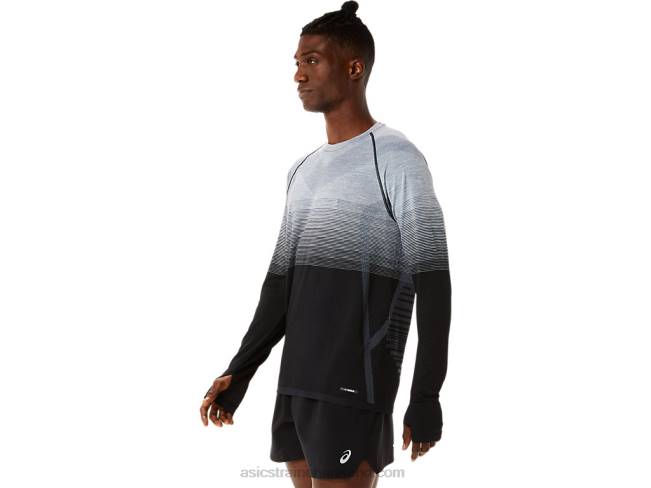 Men\s Seamless Long Sleeve Top Performance Black/Carrier Grey Asics XXPD1073