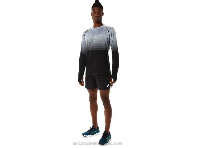 Men\s Seamless Long Sleeve Top Performance Black/Carrier Grey Asics XXPD1073