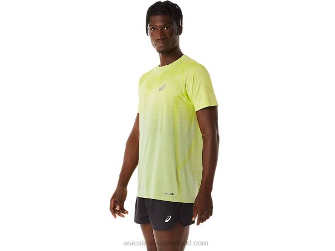 Men\s Seamless Short Sleeve Top Light Sage/Lime Zest Asics XXPD27