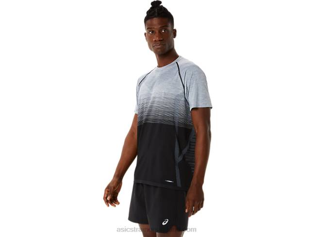 Men\s Seamless Short Sleeve Top Performance Black/Carrier Grey Asics XXPD1127