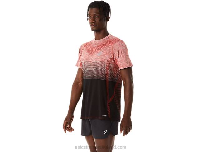 Men\s Seamless Short Sleeve Top Performance Black/Spice Latte Asics XXPD119