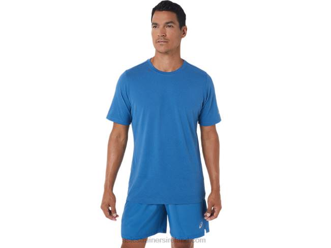 Mens Short Sleeve Hthr Tech Top Azure Heather Asics XXPD1055