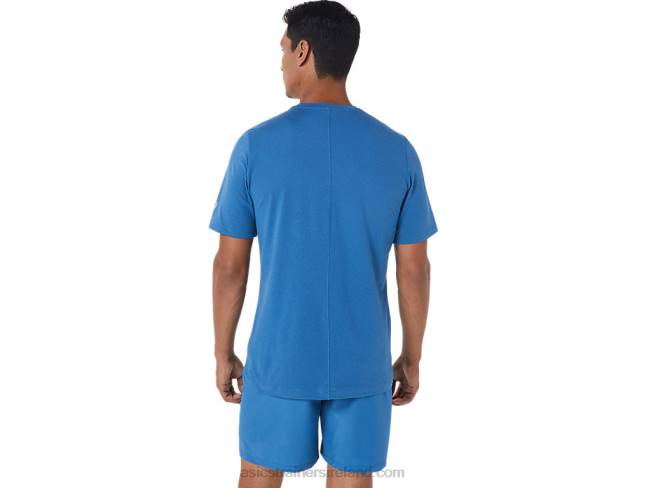 Men\s Short Sleeve Hthr Tech Top Azure Heather Asics XXPD1055