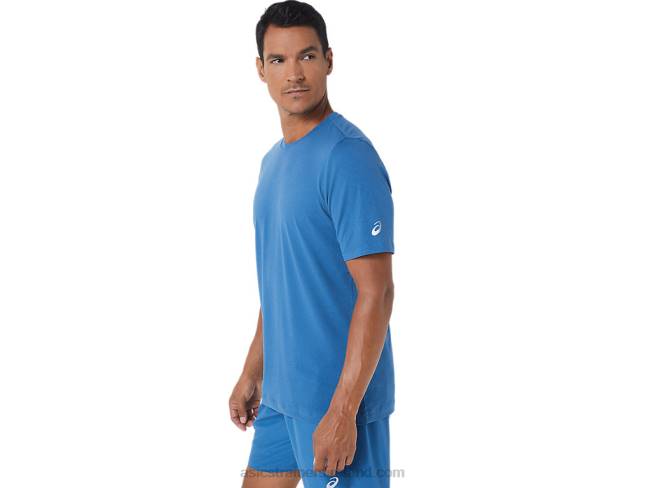 Men\s Short Sleeve Hthr Tech Top Azure Heather Asics XXPD1055