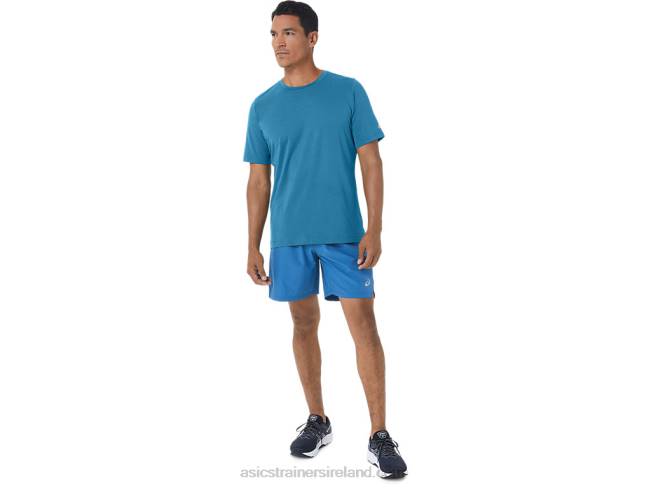 Men\s Short Sleeve Hthr Tech Top Island Blue Heather Asics XXPD170