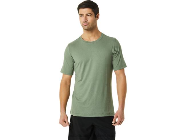 Mens Short Sleeve Hthr Tech Top Lichen Green Heather Asics XXPD1442