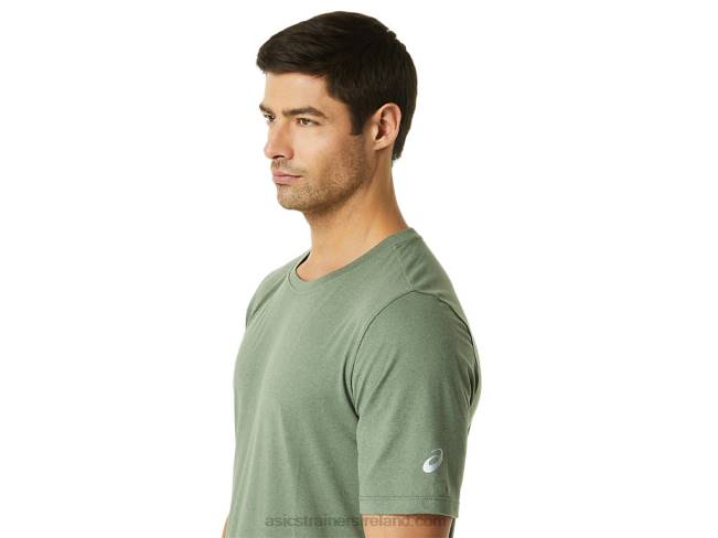 Men\s Short Sleeve Hthr Tech Top Lichen Green Heather Asics XXPD1442