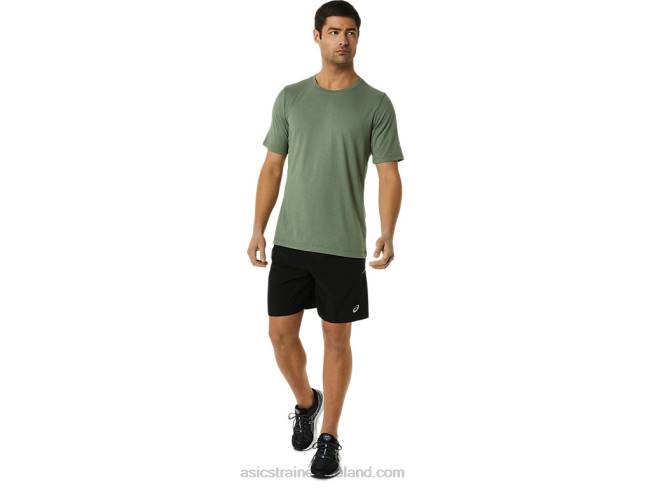 Men\s Short Sleeve Hthr Tech Top Lichen Green Heather Asics XXPD1442