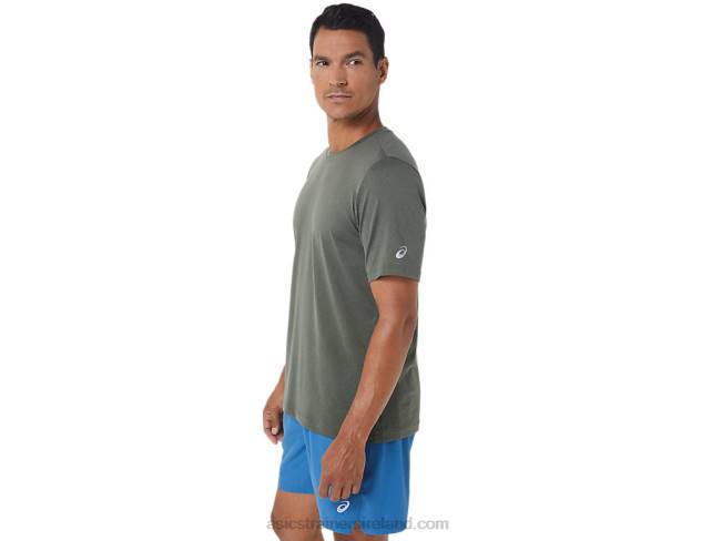 Men\s Short Sleeve Hthr Tech Top Mantle Green Heather Asics XXPD1049