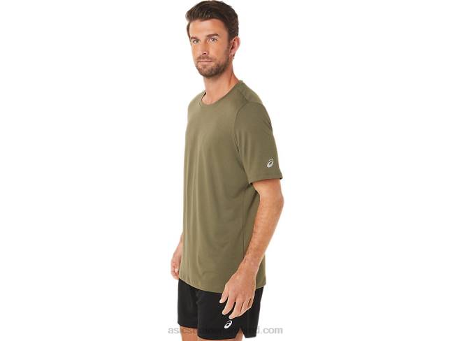 Men\s Short Sleeve Hthr Tech Top Olive Canvas Heather Asics XXPD1705