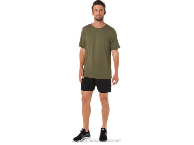 Men\s Short Sleeve Hthr Tech Top Olive Canvas Heather Asics XXPD1705