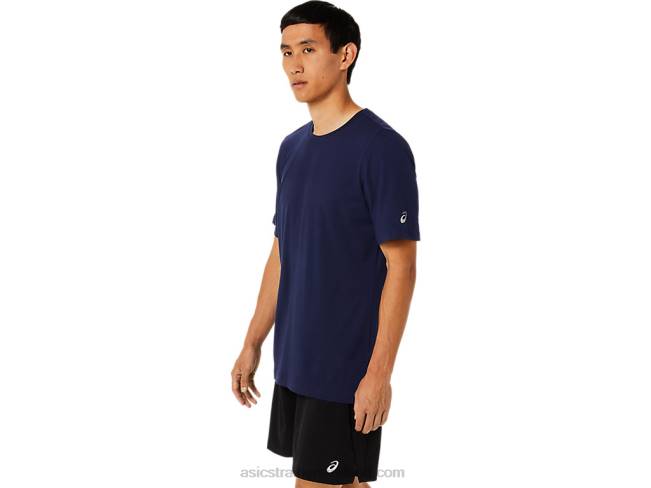 Men\s Short Sleeve Hthr Tech Top Peacoat Heather Asics XXPD1811