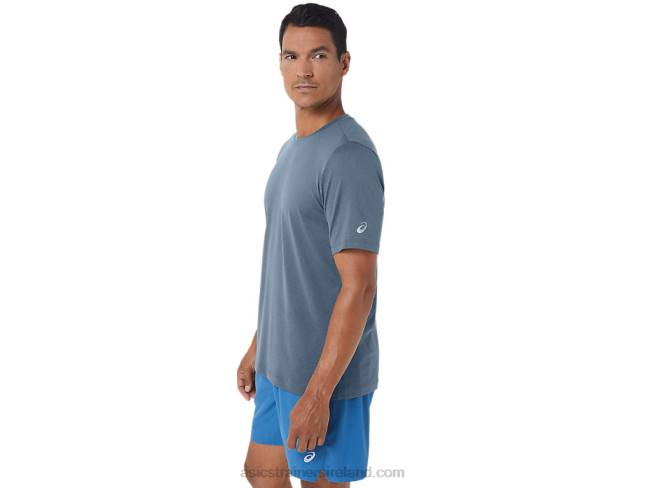 Men\s Short Sleeve Hthr Tech Top Steel Blue Heather Asics XXPD160