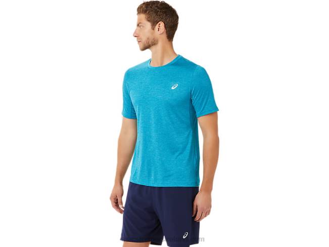 Men\s Short Sleeve Performance Top Teal Blue Asics XXPD2037