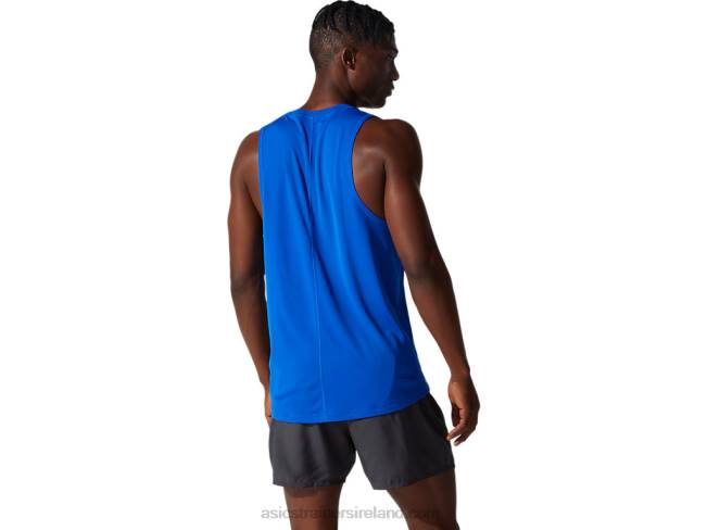 Men\s Silver Singlet Blue Asics XXPD2001