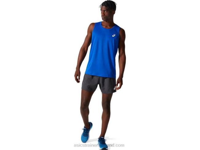 Men\s Silver Singlet Blue Asics XXPD2001