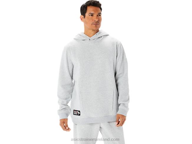 Mens Sunday Fleece Hoodie Lam Light Grey Heather Asics XXPD1346