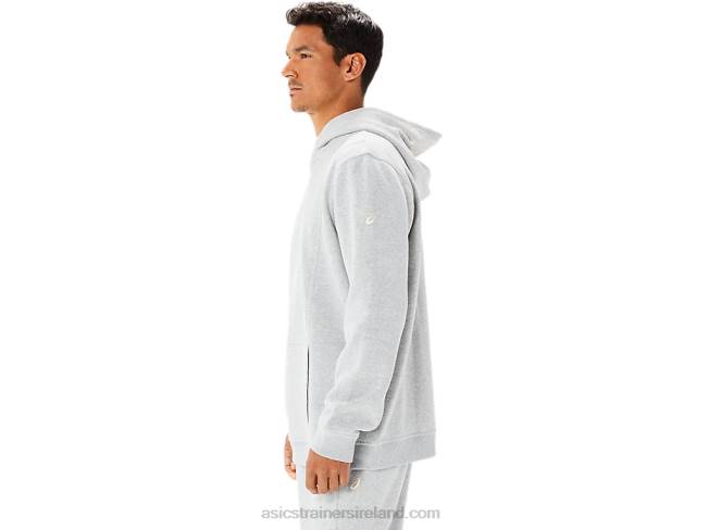 Men\s Sunday Fleece Hoodie Lam Light Grey Heather Asics XXPD1346