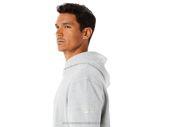 Men\s Sunday Fleece Hoodie Lam Light Grey Heather Asics XXPD1346