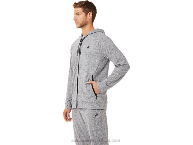 Men\s Tech Full Zip Hoodie Carrier Grey Heather Asics XXPD1907