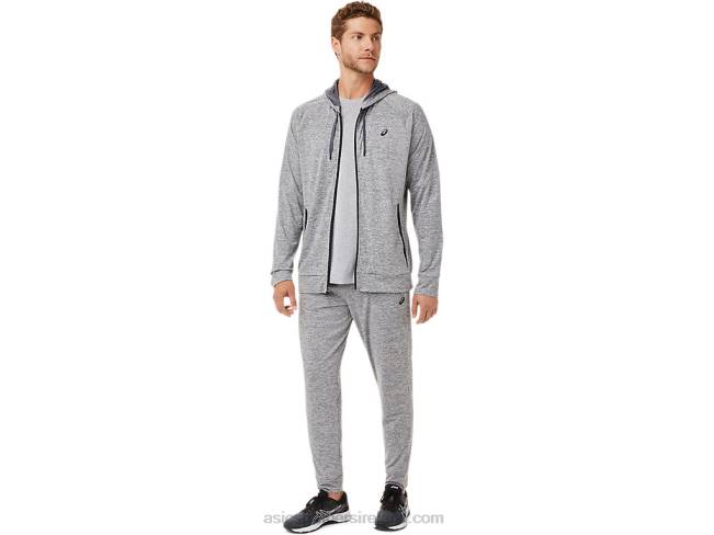 Men\s Tech Full Zip Hoodie Carrier Grey Heather Asics XXPD1907