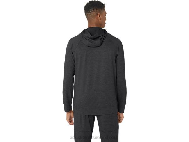 Men\s Tech Fz Hoodie 20 Graphite Grey Spacedye Asics XXPD303