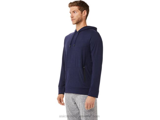 Men\s Tech Pullover Hoodie Peacoat Heather Asics XXPD2028