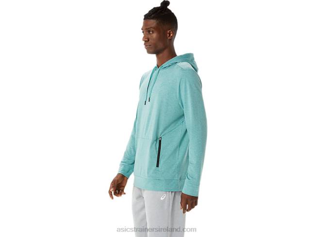 Men\s Tech Pullover Hoodie Sage Heather Asics XXPD1569