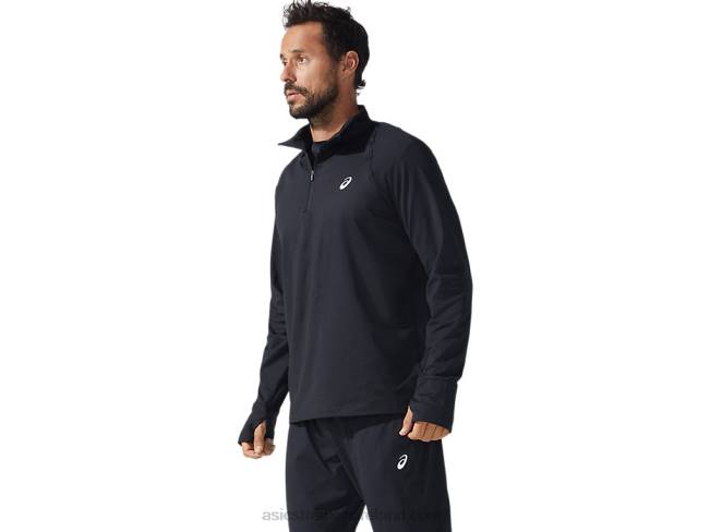 Men\s Thermopolis Quarter Zip Performance Black Asics XXPD1626