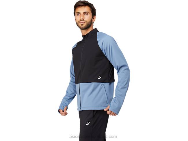 Men\s Thermostorm Full Zip Jacket Storm Blue/Performance Black Asics XXPD1632