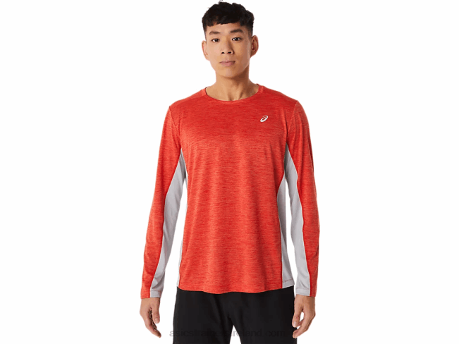 Mens Train Sana Long Sleeve Fiery Red/Piedmont Grey Asics XXPD1423