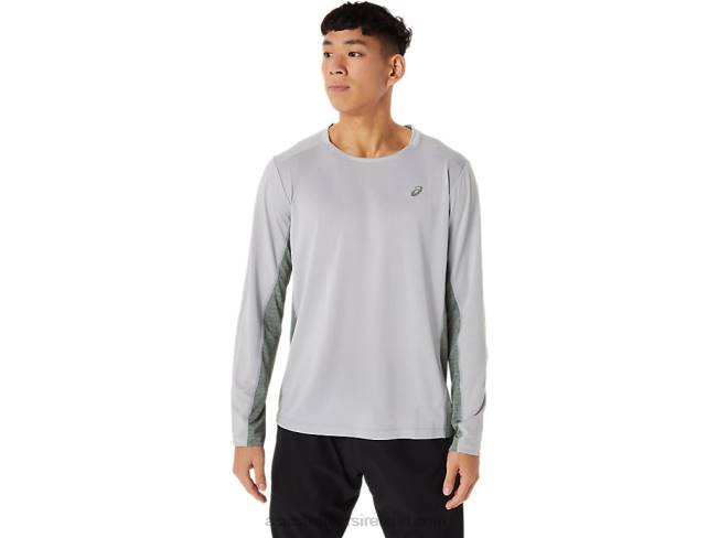 Mens Train Sana Long Sleeve Piedmont Grey/Lichen Green Asics XXPD1419