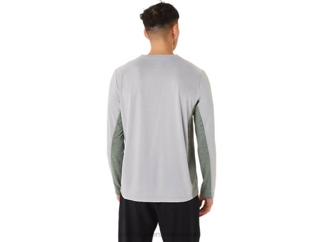 Men\s Train Sana Long Sleeve Piedmont Grey/Lichen Green Asics XXPD1419