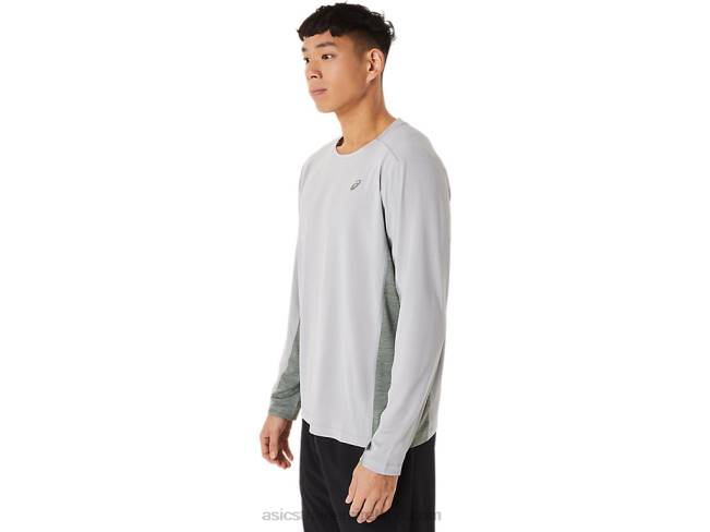 Men\s Train Sana Long Sleeve Piedmont Grey/Lichen Green Asics XXPD1419