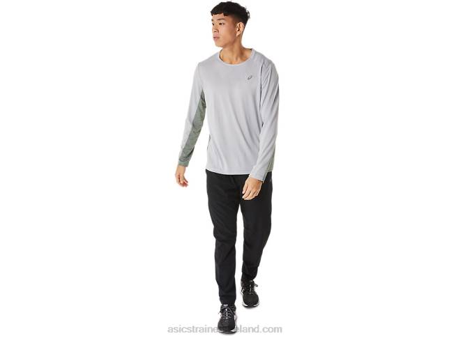 Men\s Train Sana Long Sleeve Piedmont Grey/Lichen Green Asics XXPD1419