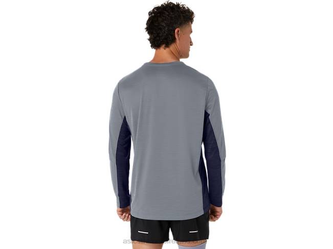 Men\s Train Sana Long Sleeve Sheet Rock/Peacoat Asics XXPD211