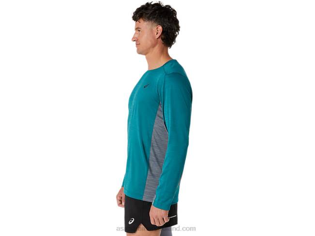 Men\s Train Sana Long Sleeve Velvet Pine/Metropolis Asics XXPD618