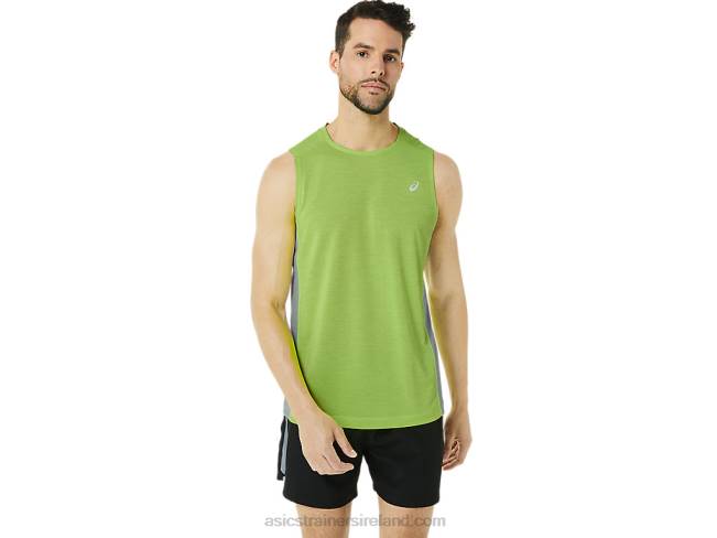 Mens Train Sana Muscle Tank Lime Zest/Sheet Rock Asics XXPD43