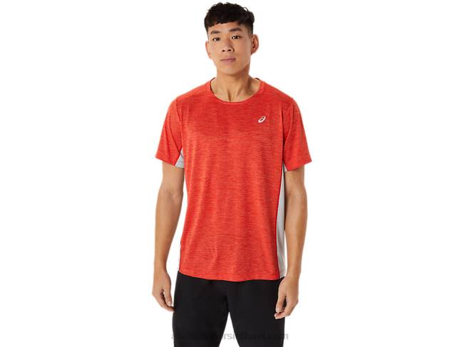 Mens Train Sana Short Sleeve Fiery Red/Piedmont Grey Asics XXPD1357