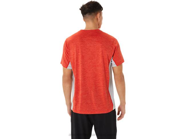 Men\s Train Sana Short Sleeve Fiery Red/Piedmont Grey Asics XXPD1357