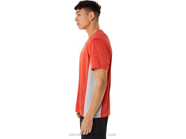 Men\s Train Sana Short Sleeve Fiery Red/Piedmont Grey Asics XXPD1357