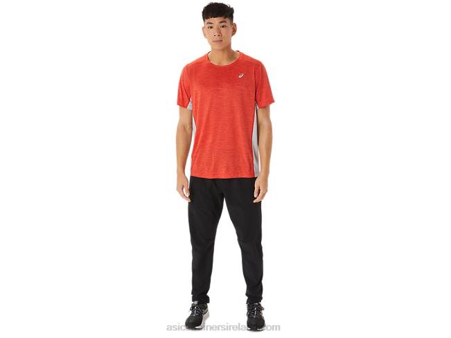 Men\s Train Sana Short Sleeve Fiery Red/Piedmont Grey Asics XXPD1357