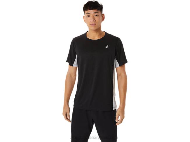 Mens Train Sana Short Sleeve Performance Black/Sheet Rock Asics XXPD1356