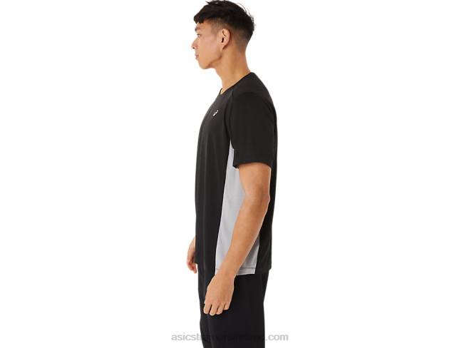 Men\s Train Sana Short Sleeve Performance Black/Sheet Rock Asics XXPD1356