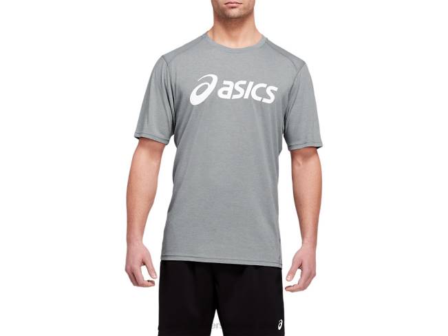 Mens Triblend Training Short Sleeve Top Sheet Rock Heather/White Asics XXPD1987