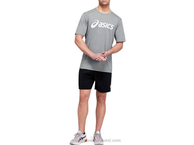 Men\s Triblend Training Short Sleeve Top Sheet Rock Heather/White Asics XXPD1987