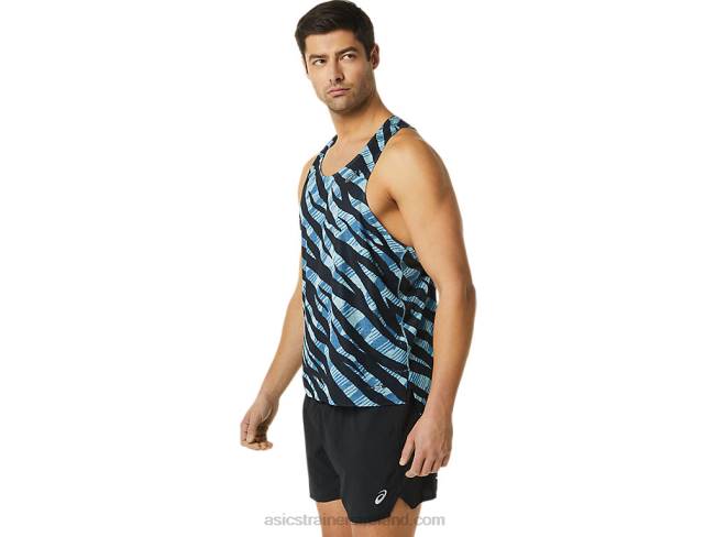 Men\s Ventilate Actibreeze Singlet Azure/Performance Black Asics XXPD1092