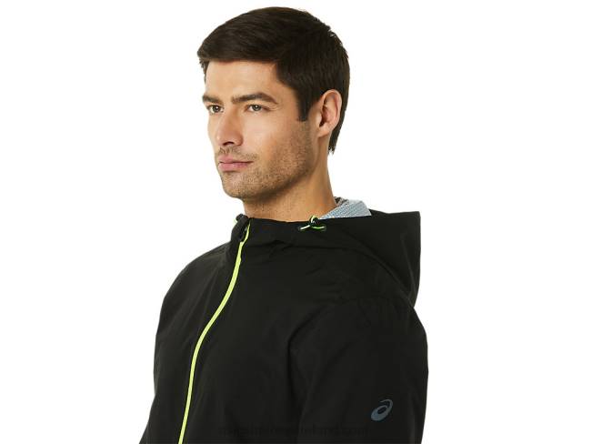 Men\s Waterproof Jacket Performance Black/Hazard Green Asics XXPD1403