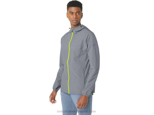 Men\s Waterproof Jacket Sheet Rock/Lime Zest Asics XXPD246