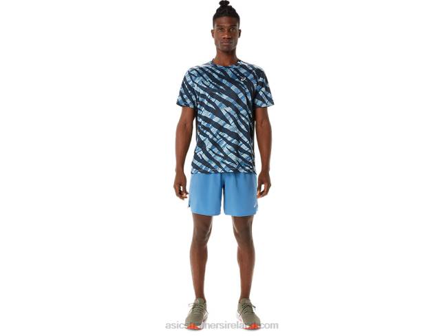 Men\s Wild Camo Short Sleeve Top Azure/Performance Black Asics XXPD1058